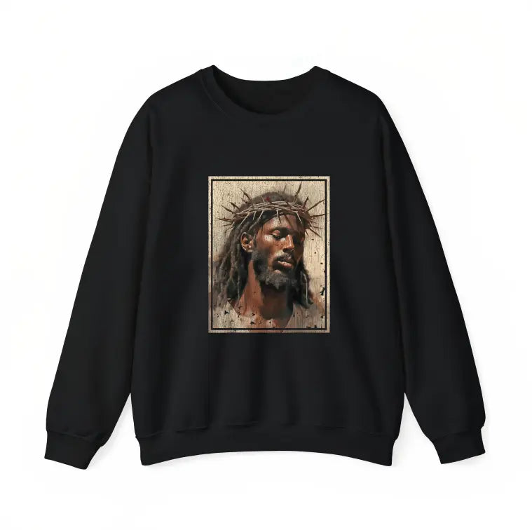 Black Jesus Shirt Face Of Jesus Cross With Crown Of Thorns T-Shirt Streetwear Classic