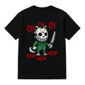 MEOW Scary Cat Print Short Sleeve Unisex Oversized Gothic Y2K Halloween Gift Soft Cotton Loose Fit Casual Top