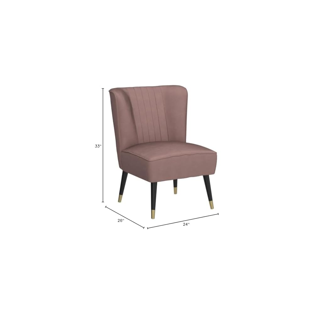 Elon Contemporary Velvet Upholstered Accent Chair, Pink