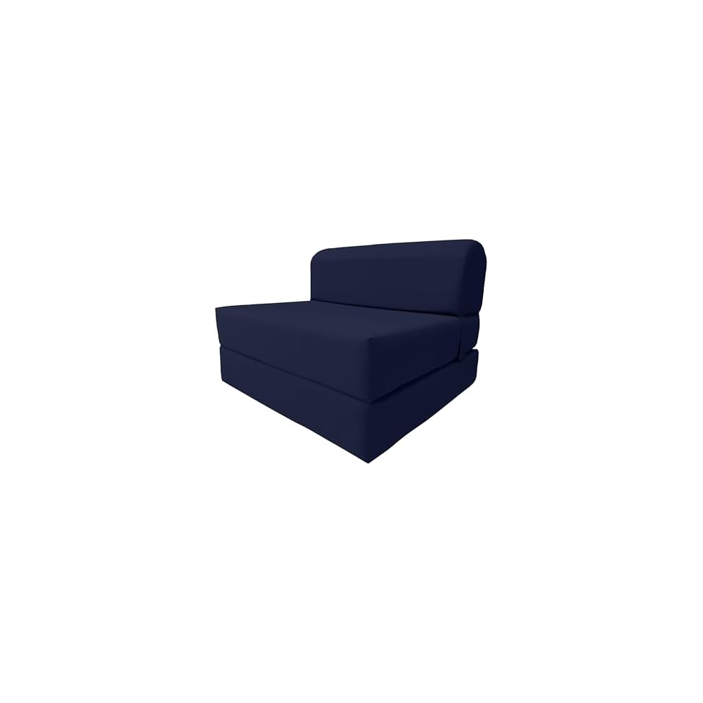 D&D Futon Furniture Sleeper Chair Folding Foam Bed, Portable Studio Guest Sofa Beds 6 x 32 x 70 Navy Blue
