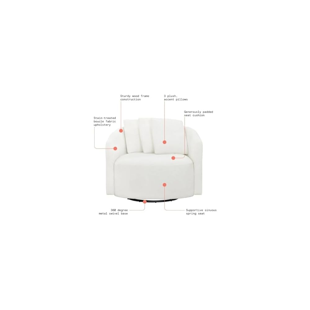 Living Room Chair, Cream Rocking Recliner Chair,Metal 360 Degree Swivel(E)