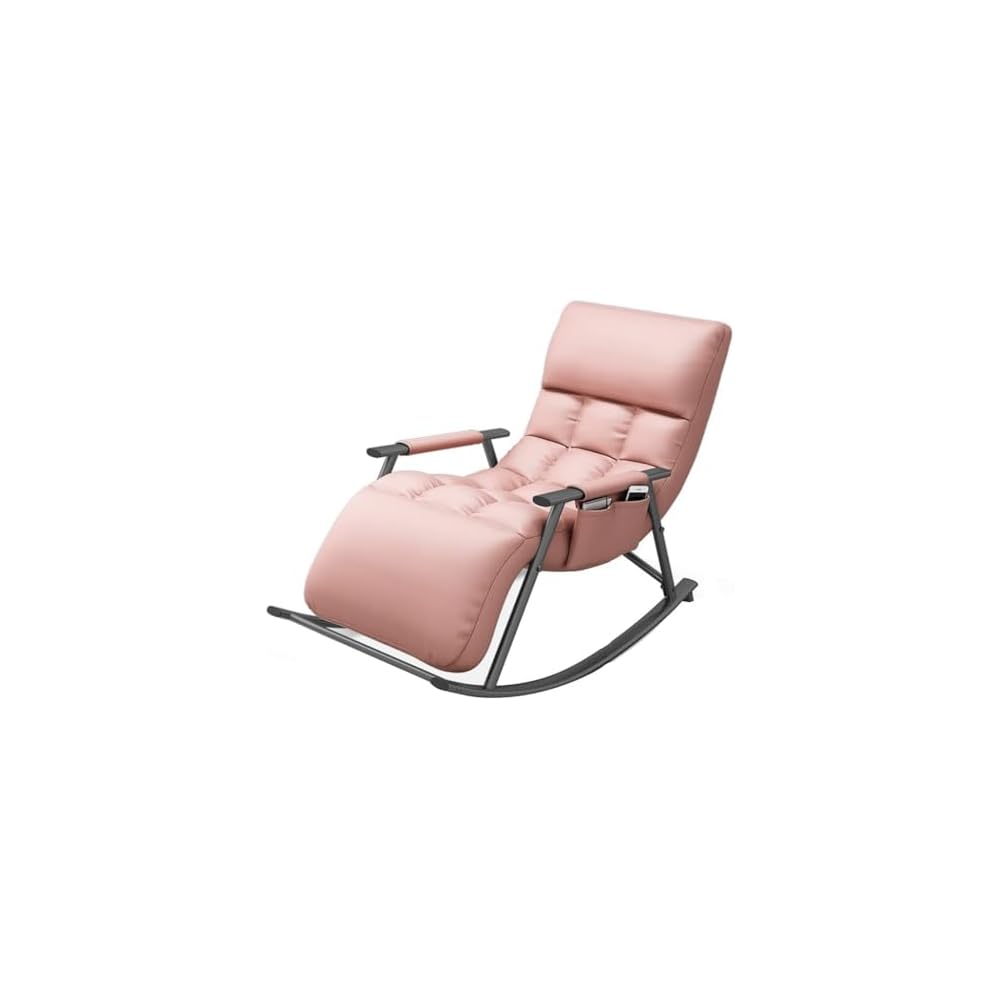 Mid Century Modern Rocking Chair - Upholstered Recliner with Padded Seat for Living Room, Bedroom, Lounge, Home - Stylish Blue Swinging Chair for Comfort and Relaxation