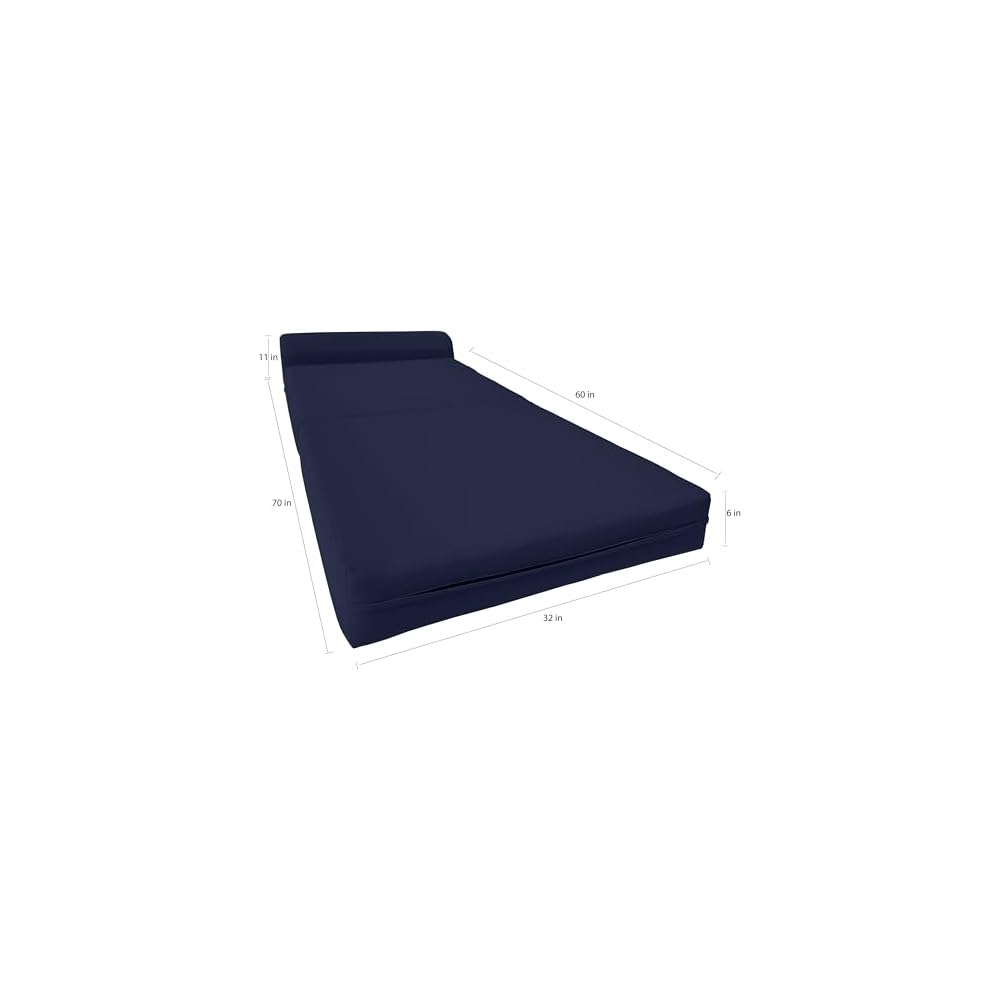 D&D Futon Furniture Sleeper Chair Folding Foam Bed, Portable Studio Guest Sofa Beds 6 x 32 x 70 Navy Blue