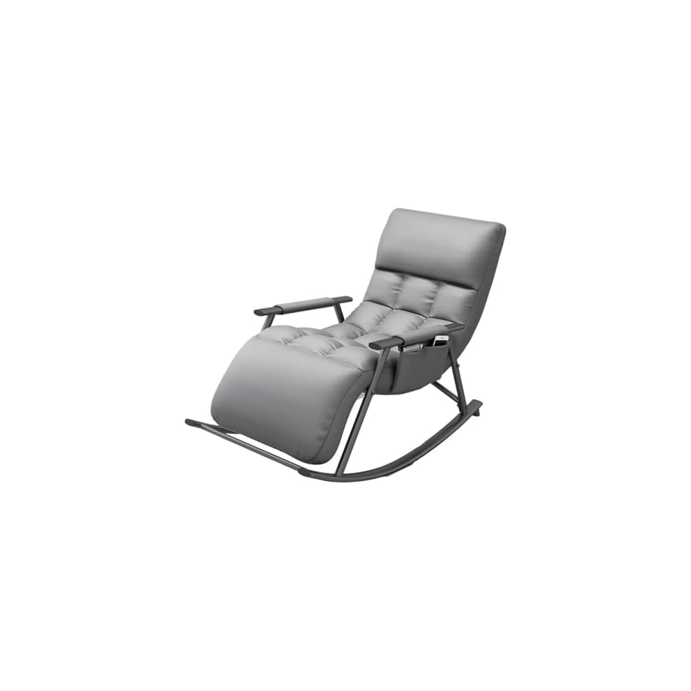 Mid Century Modern Rocking Chair - Upholstered Recliner with Padded Seat for Living Room, Bedroom, Lounge, Home - Stylish Blue Swinging Chair for Comfort and Relaxation