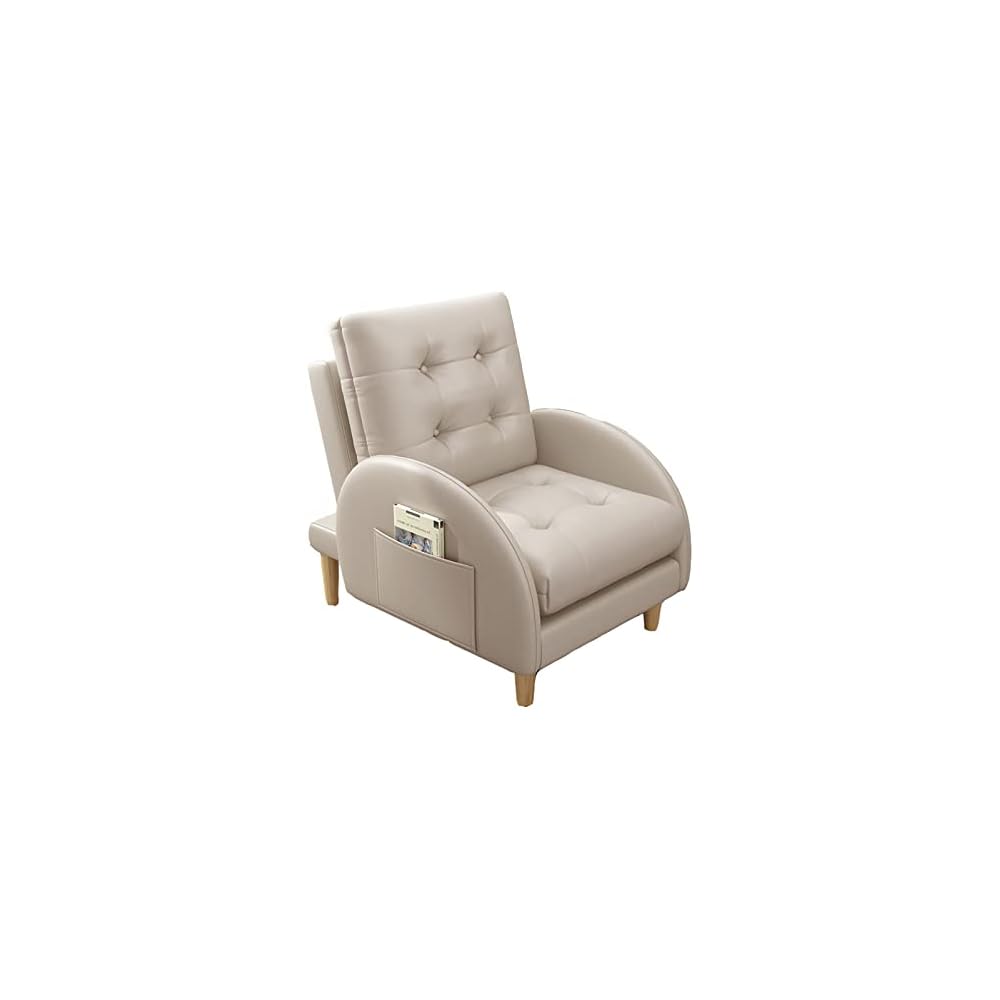Accent Chair Living Room Chair Recliner Chair Contemporary Lounge Sofa Chair Extra-Thick Upholstered Seat with Armrests Side Pocket PU Leather,White (White 1)