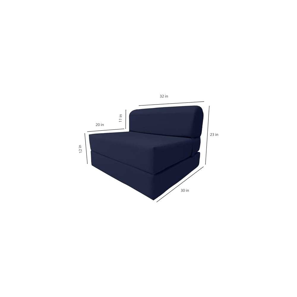 D&D Futon Furniture Sleeper Chair Folding Foam Bed, Portable Studio Guest Sofa Beds 6 x 32 x 70 Navy Blue