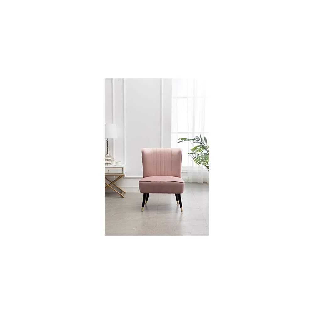 Elon Contemporary Velvet Upholstered Accent Chair, Pink