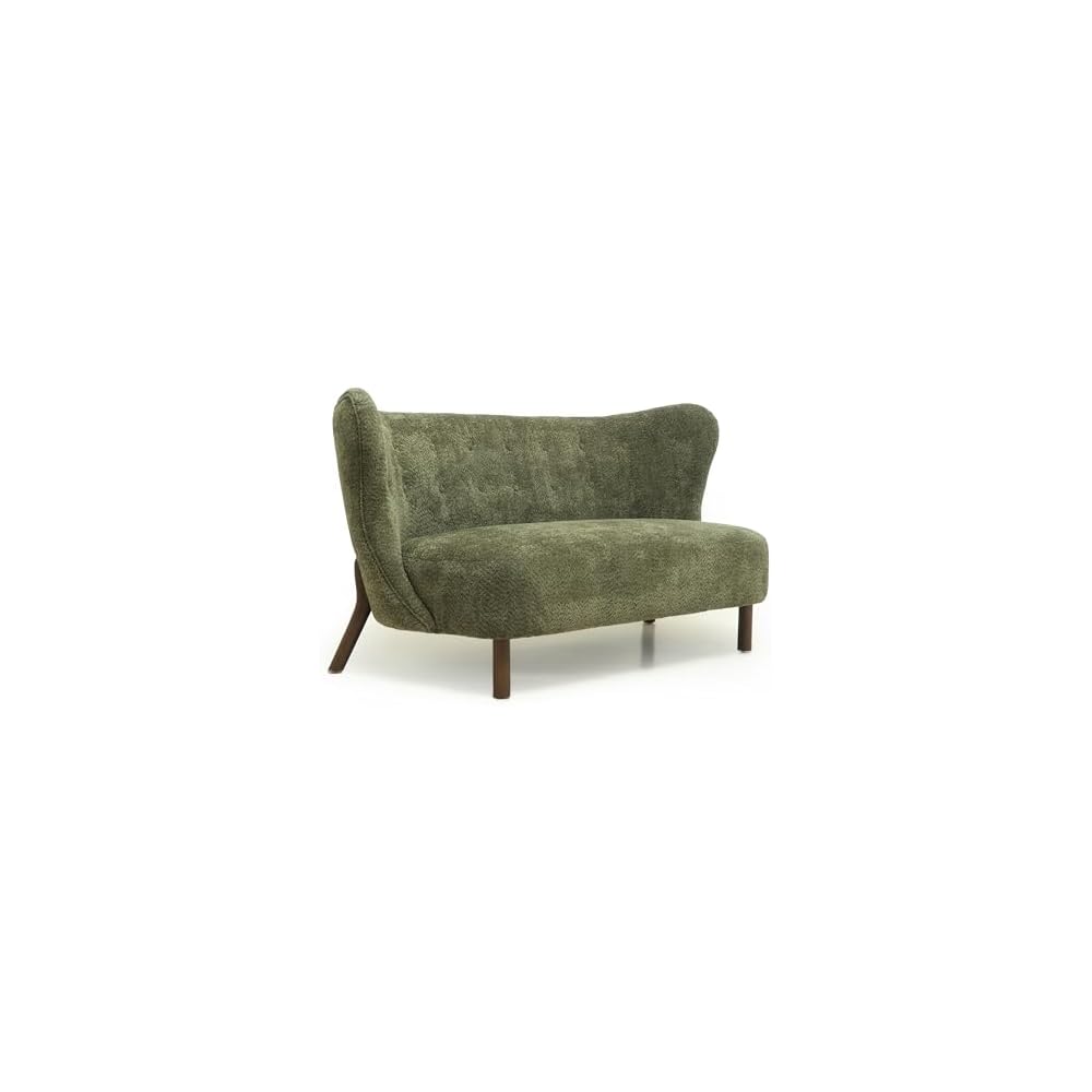 GDFStudio 58 inches Wingback Loveseat, Cozy Chenille Upholstered 2-Seater Sofa, Modern Living Room Armless Sofa, Soft Cushion Seating with Curved Backrest, Button Detail, Wood Legs