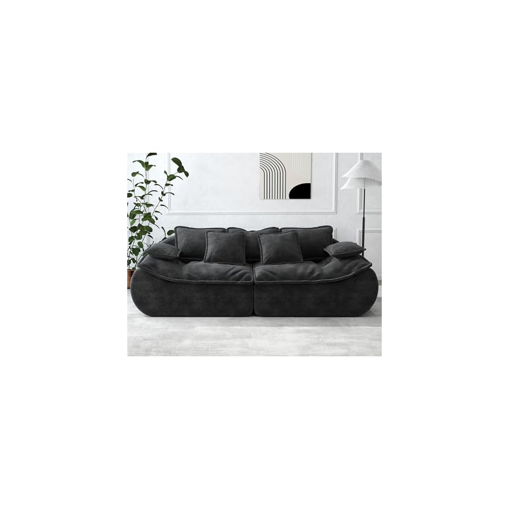Hobestluk Sofa Couches 3-Seater Modular Sectional Sofa, 89''Comfy Loveseat with Throw, Deep Seat Small Sofa for Small Space, Memory Foam Sectional Couches for Living Room, Office, Apartment