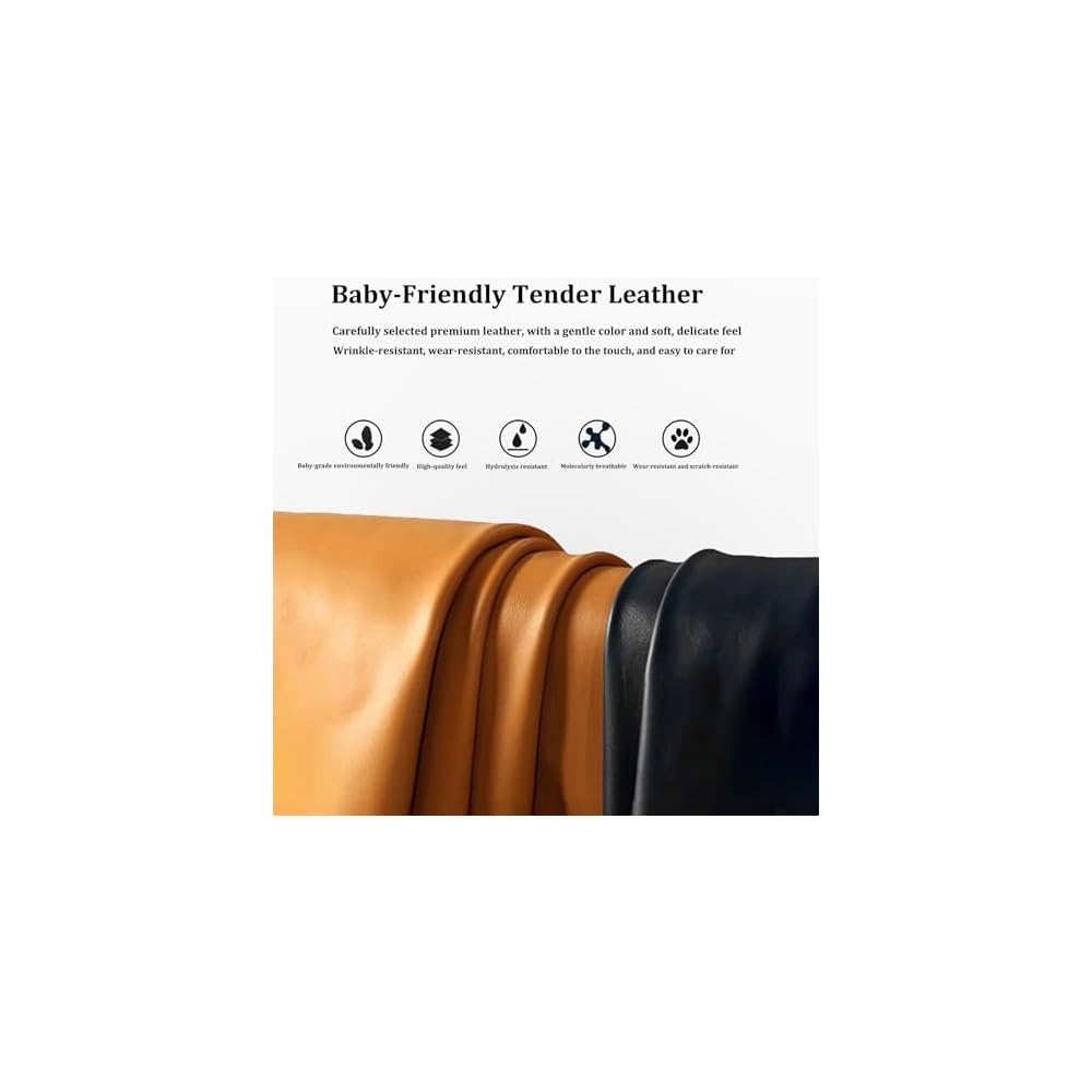 Lounge Chair Luxury Nordic Style Leather Single Sofa Mid-Century Armchair Backrest High-Density Sponge Modern Swivel Accent Sofa for Hotel Club Sales Office Living Room Balcony Meetings (Fixed)