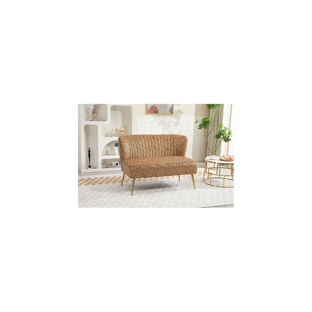 Velvet Couch Modern Loveseat Sofa Twin Size Contemporary Sofas Upholstered with Contemporary Velvet Upholstered Sofa Couch for Living Room and Bedroom (Leopard Print)