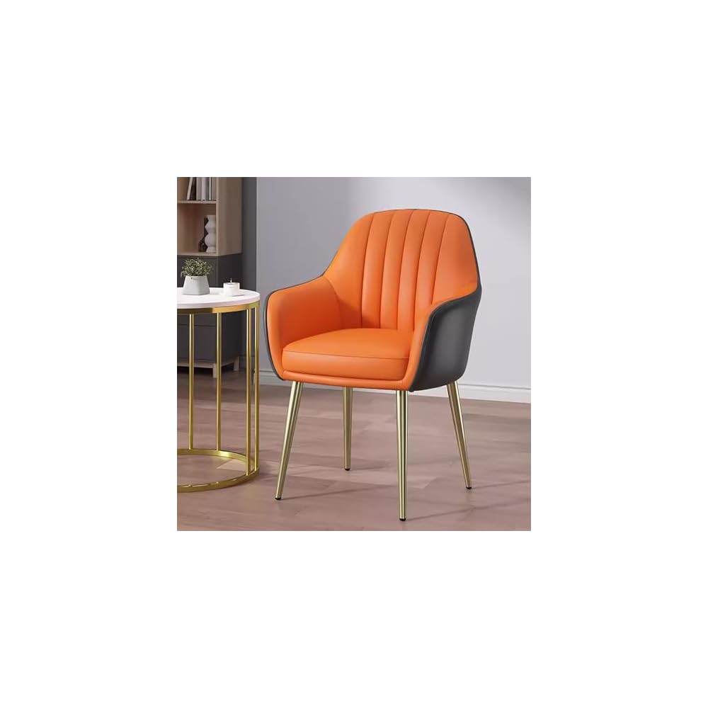 Makeup Chair, Faux Leather Arm Upholstered Vanity Chair, with Metal Legs Makeup Vanity Chair, for Living Room, Desk Makeup (Color : Dark Gray)