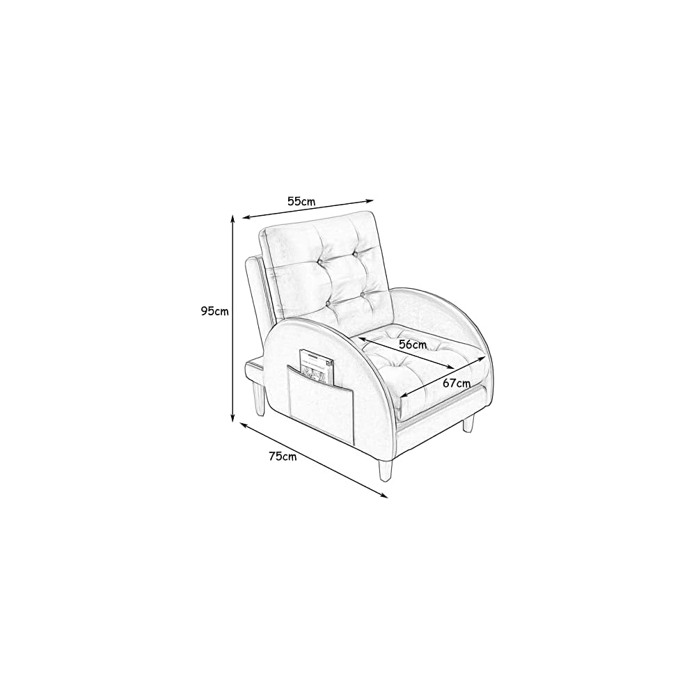 Accent Chair Living Room Chair Recliner Chair Contemporary Lounge Sofa Chair Extra-Thick Upholstered Seat with Armrests Side Pocket PU Leather,White (White 1)