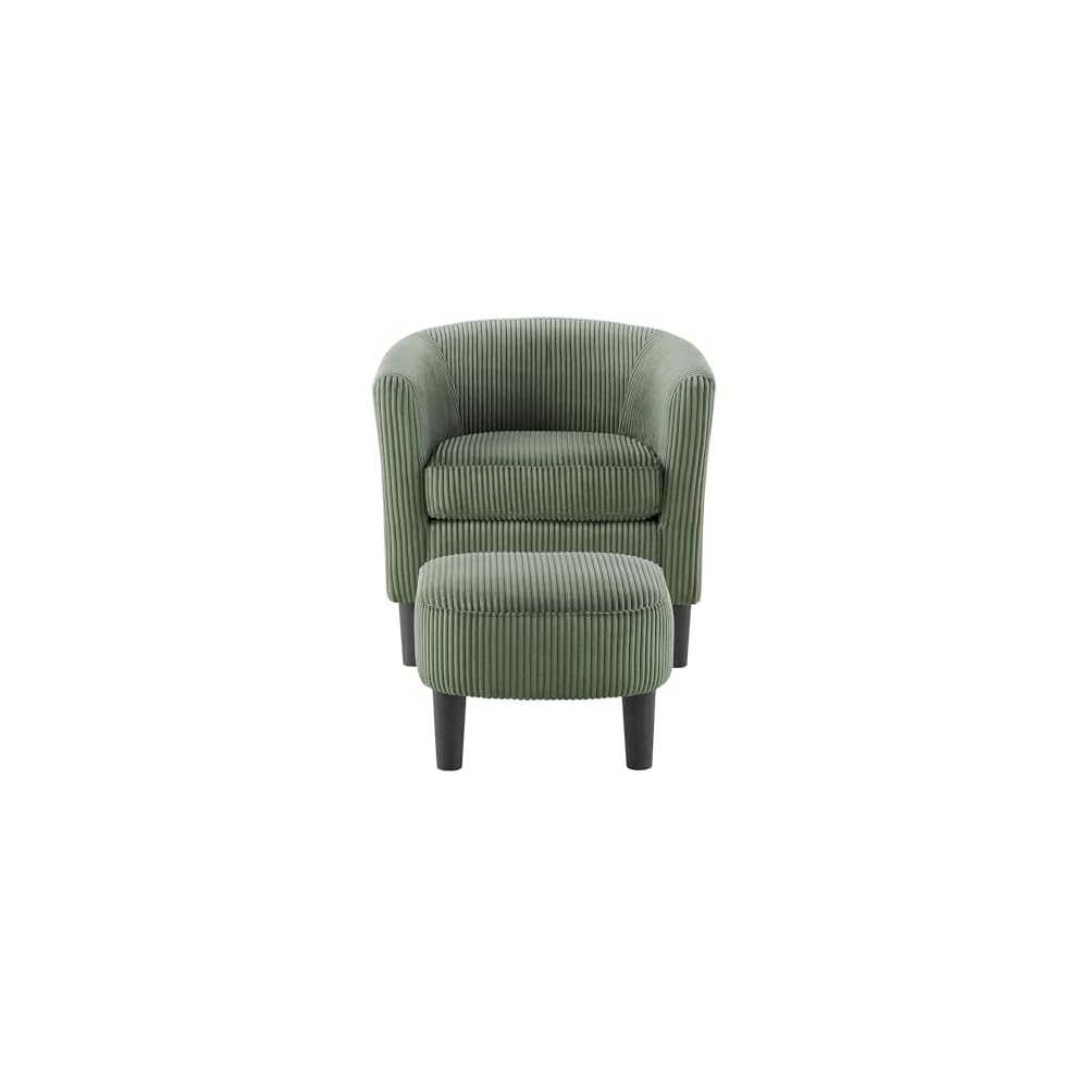 Modern Corduroy Accent Chair, Upholstered Armchair with Foot Rest, Comfy Single Sofa for Living Room, Bedroom & Office – Stylish & Versatile Furniture Piece