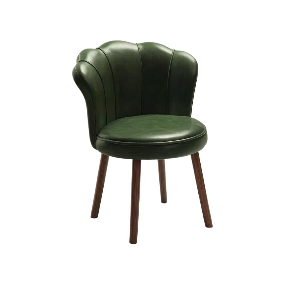 Accent Chair with Swivel, Faux Leather Upholstery, High-Density Foam, Solid Rubberwood Legs – Vanity, Desk, or Living Room Chair ([Rotating solid wood legs] White - wear-resistant oil wax skin)