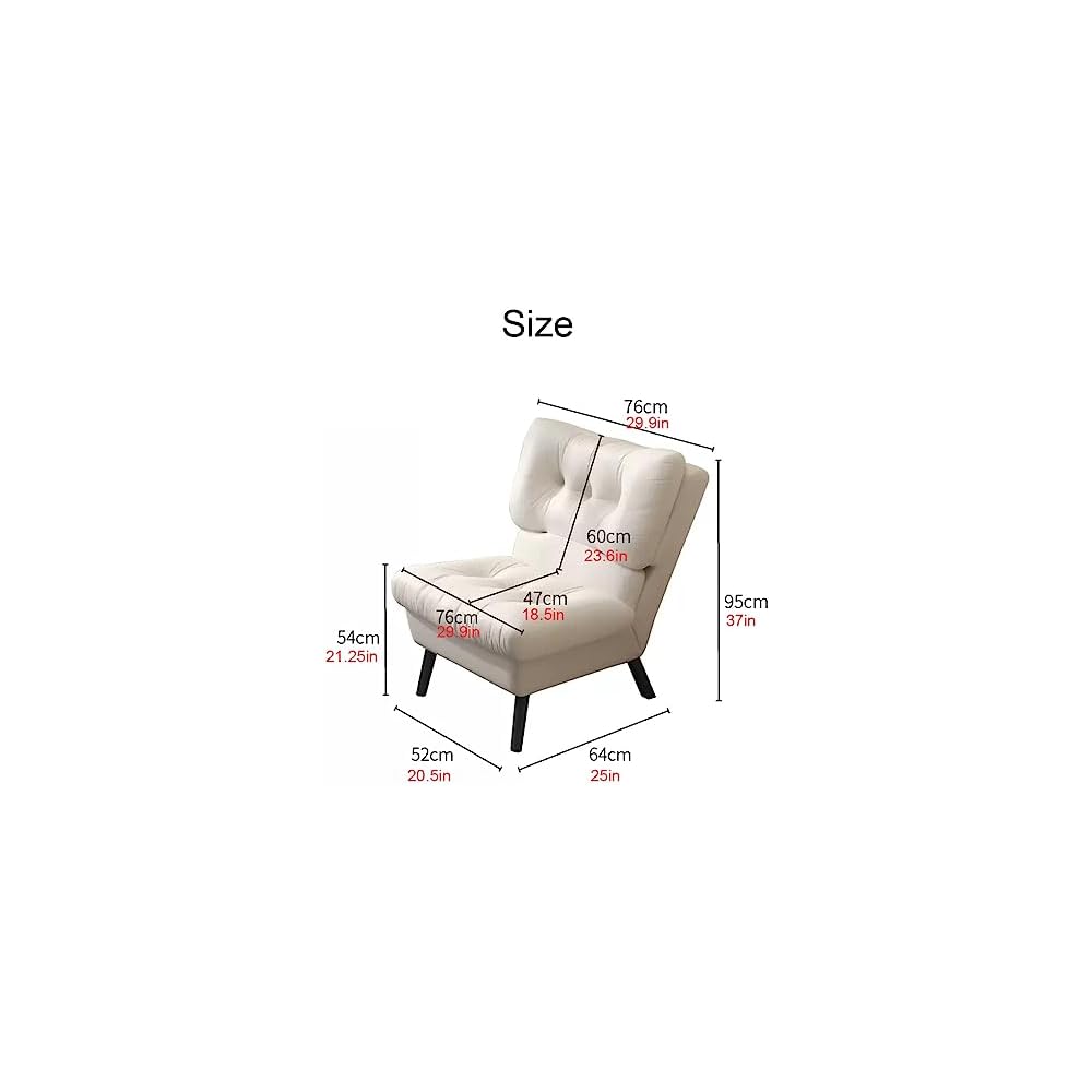 Adjustable Back Recliner,Armless Chair for Living Room,Relaxing Lazy Chair,Double Layer Upholstered,Comfort Leisure Chair Modern Accent Chair (Color : Beige)