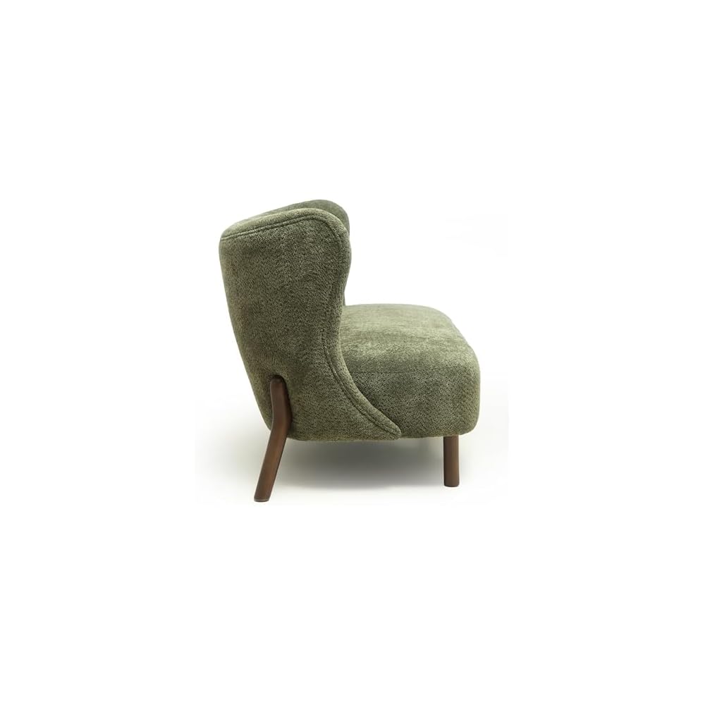 GDFStudio 58 inches Wingback Loveseat, Cozy Chenille Upholstered 2-Seater Sofa, Modern Living Room Armless Sofa, Soft Cushion Seating with Curved Backrest, Button Detail, Wood Legs