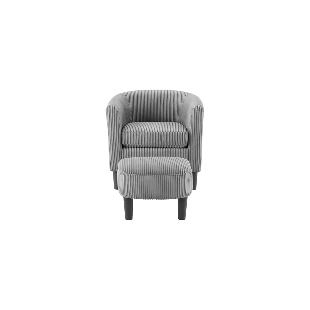 Modern Corduroy Accent Chair, Upholstered Armchair with Foot Rest, Comfy Single Sofa for Living Room, Bedroom & Office – Stylish & Versatile Furniture Piece