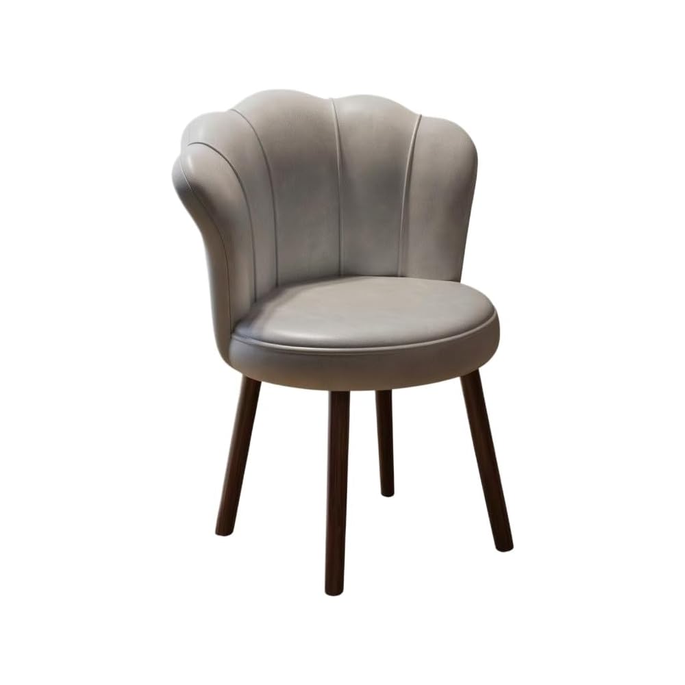 Accent Chair with Swivel, Faux Leather Upholstery, High-Density Foam, Solid Rubberwood Legs – Vanity, Desk, or Living Room Chair ([Rotating solid wood legs] White - wear-resistant oil wax skin)