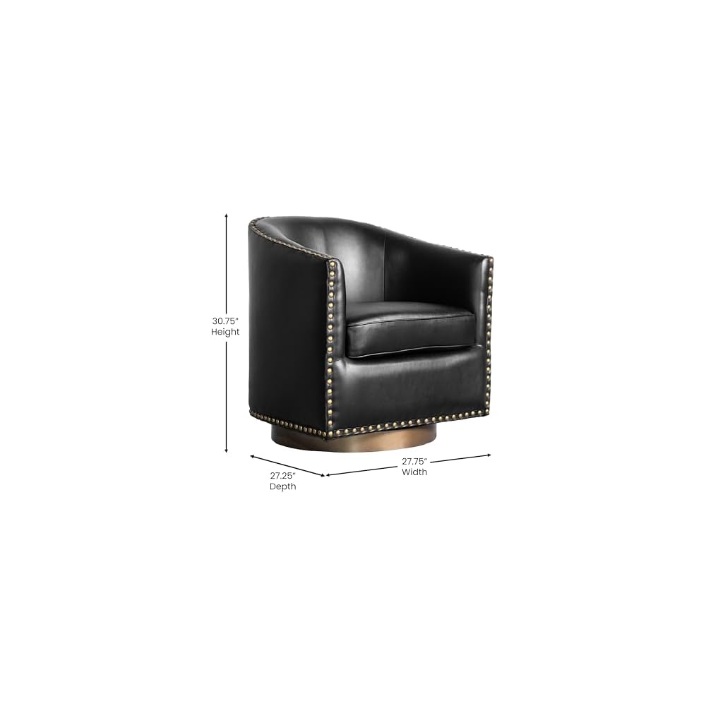 Flash Furniture Commercial LeatherSoft Swivel Barrel Armchair, Black