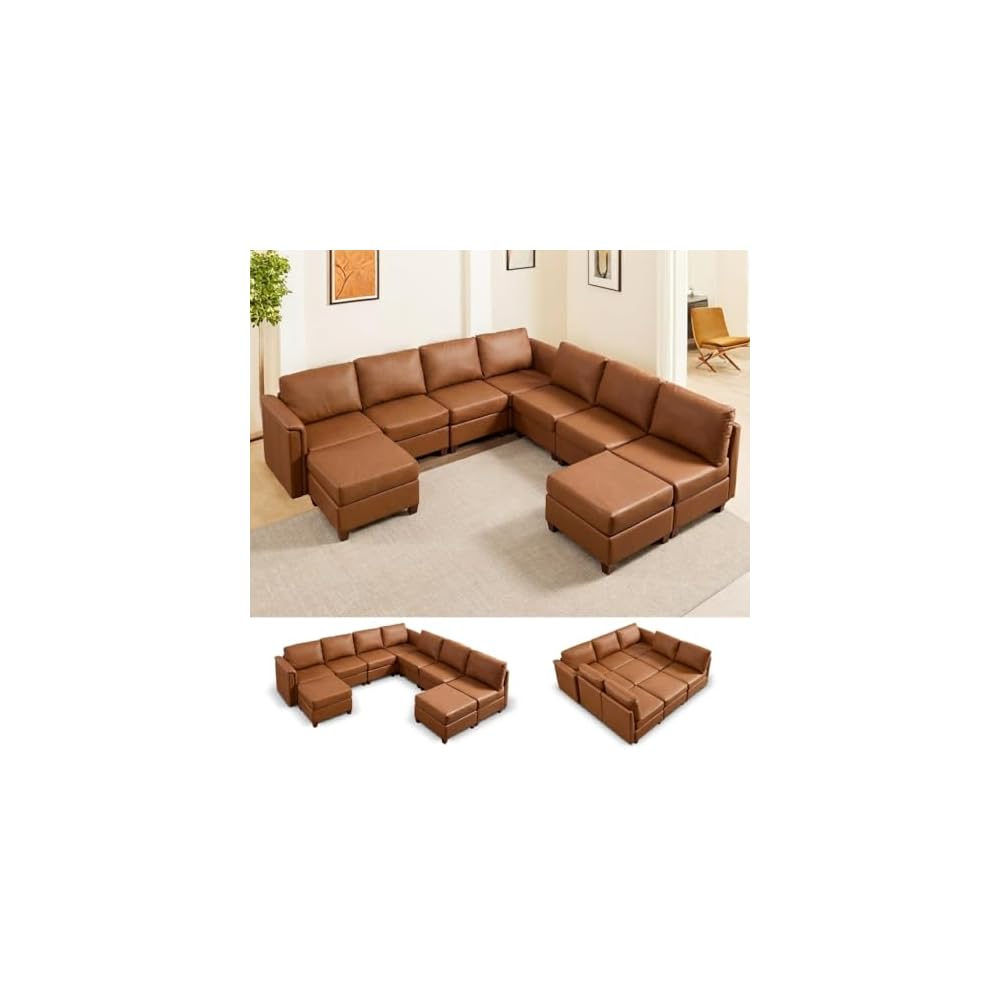 Modern Sectional Sofa,Faux Leather Modular Sectional Couchs with Storage