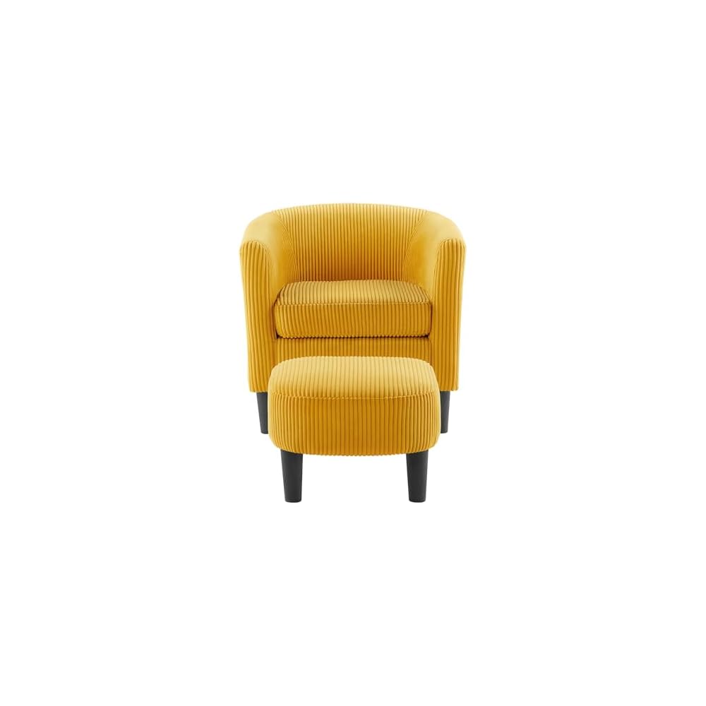 Modern Corduroy Accent Chair, Upholstered Armchair with Foot Rest, Comfy Single Sofa for Living Room, Bedroom & Office – Stylish & Versatile Furniture Piece