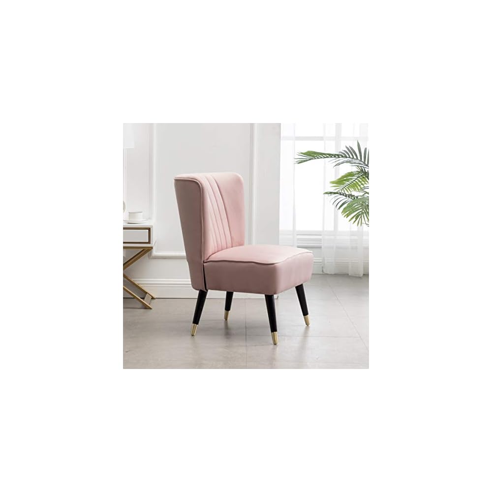 Elon Contemporary Velvet Upholstered Accent Chair, Pink