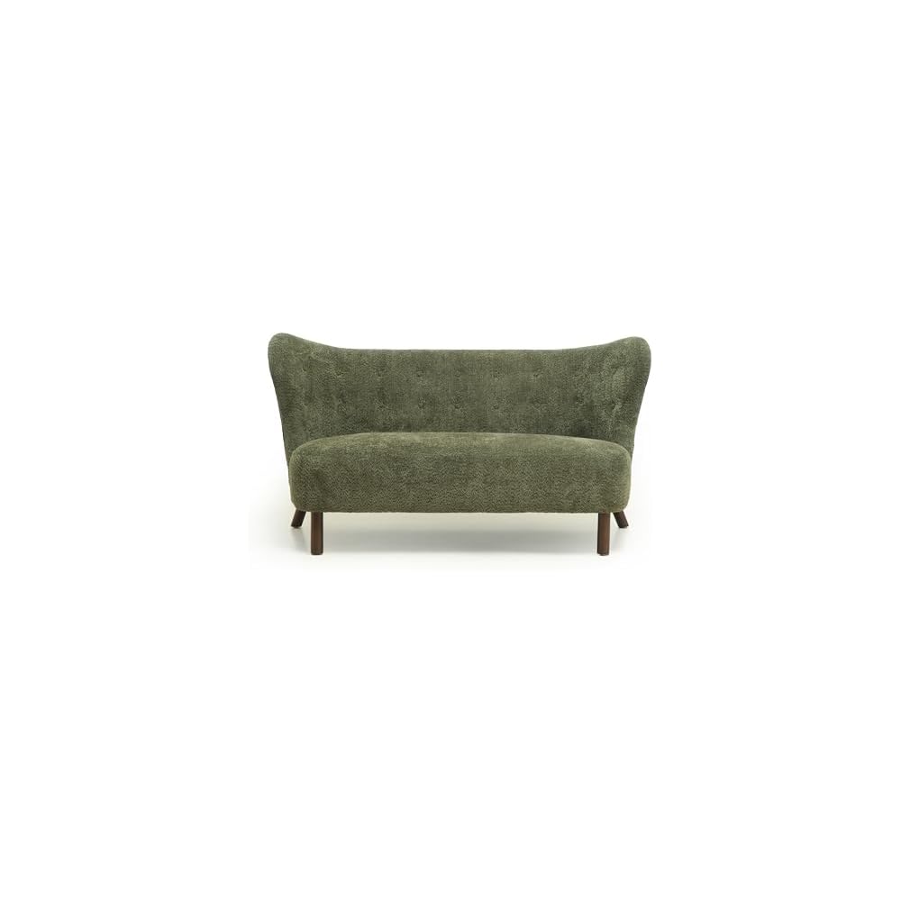 GDFStudio 58 inches Wingback Loveseat, Cozy Chenille Upholstered 2-Seater Sofa, Modern Living Room Armless Sofa, Soft Cushion Seating with Curved Backrest, Button Detail, Wood Legs