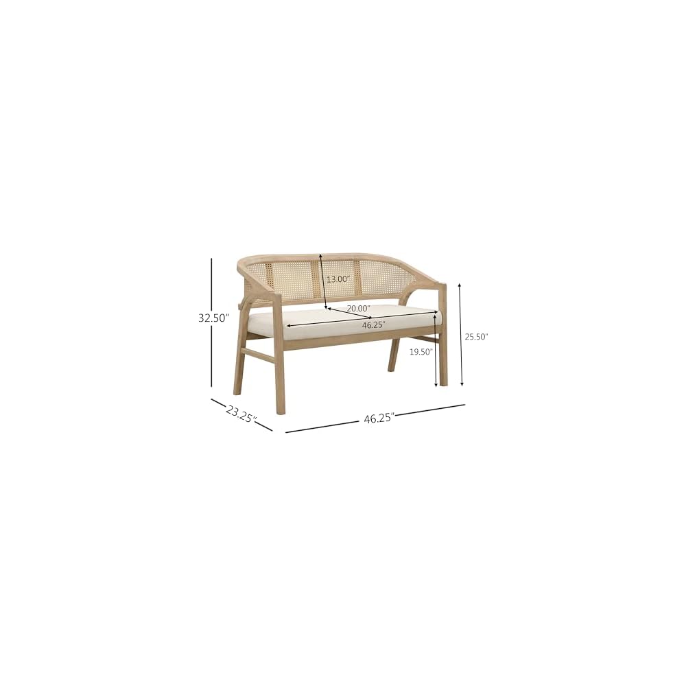 Christopher Knight Home Faritel Upholstered Loveseat Sofa with Rubberwood Frame, Comfy Living Room 2-Seater Sofa, Space-Saving Couch for Hotel/Apartment, Beige+Light Ash
