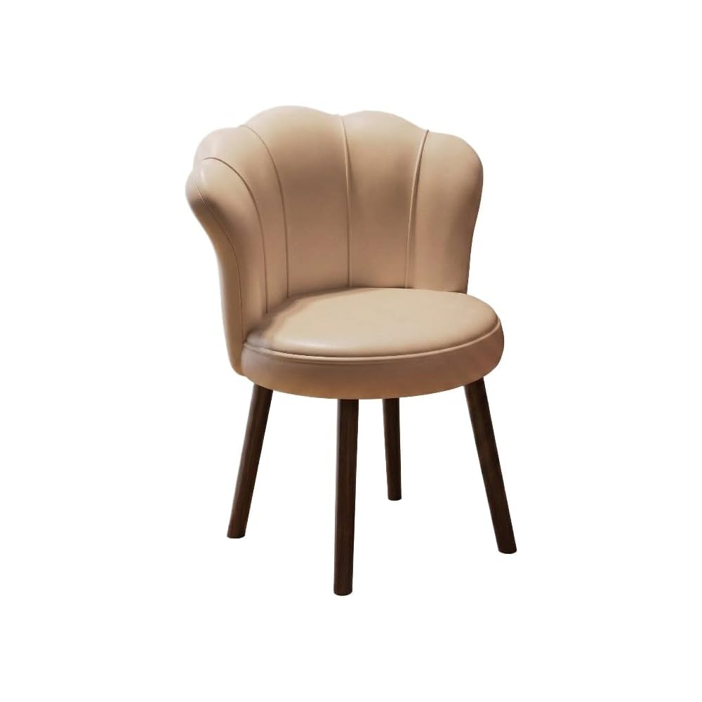 Accent Chair with Swivel, Faux Leather Upholstery, High-Density Foam, Solid Rubberwood Legs – Vanity, Desk, or Living Room Chair ([Rotating solid wood legs] White - wear-resistant oil wax skin)