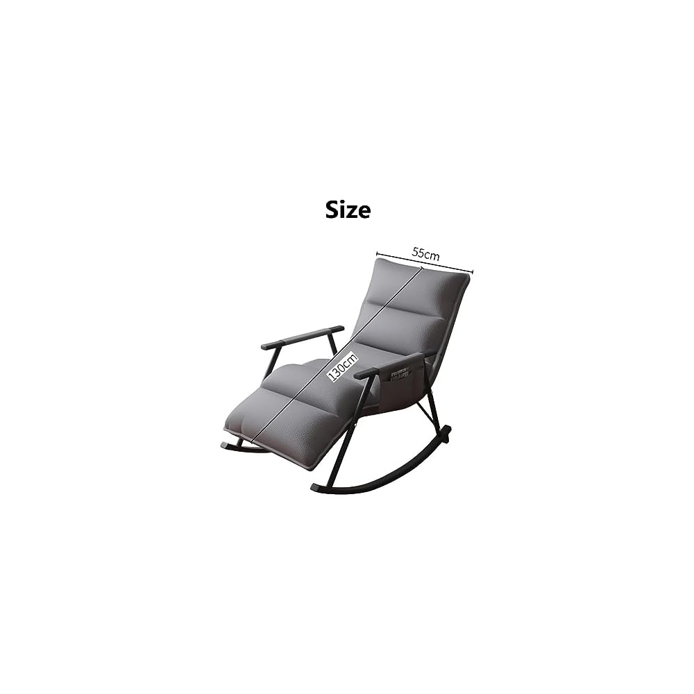 Leather Recliner Chairs with Adjustable Backrest & Footrest Ergonomic Lounge Chair Upholstered Rocking Chair,Modern Chair for Living Room,Storage Pocket (Color : Pink, Size : Black Frame)