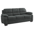 Pemberly Row Plush Channel Tufted Sofa with Pillow Top Arms, Textured Fabric Upholstered 3 Seater Couch for Living Room Home Office, Dark Gray