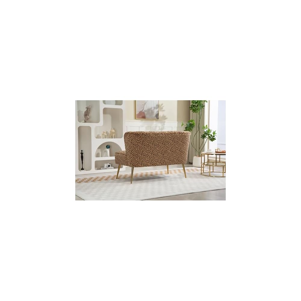 Velvet Couch Modern Loveseat Sofa Twin Size Contemporary Sofas Upholstered with Contemporary Velvet Upholstered Sofa Couch for Living Room and Bedroom (Leopard Print)