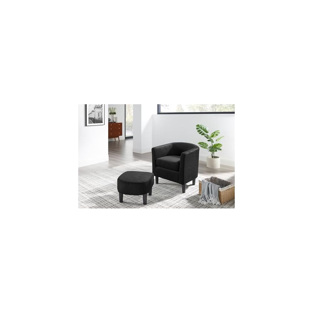 Modern Corduroy Accent Chair, Upholstered Armchair with Foot Rest, Comfy Single Sofa for Living Room, Bedroom & Office – Stylish & Versatile Furniture Piece