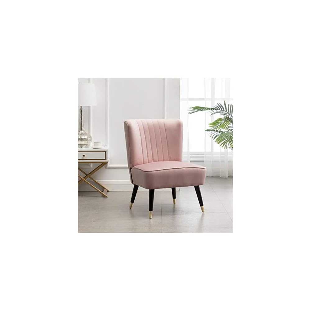 Elon Contemporary Velvet Upholstered Accent Chair, Pink
