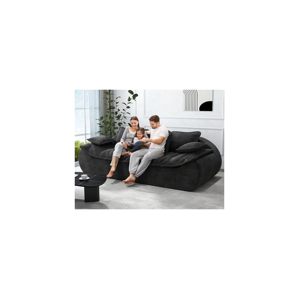 Hobestluk Sofa Couches 3-Seater Modular Sectional Sofa, 89''Comfy Loveseat with Throw, Deep Seat Small Sofa for Small Space, Memory Foam Sectional Couches for Living Room, Office, Apartment