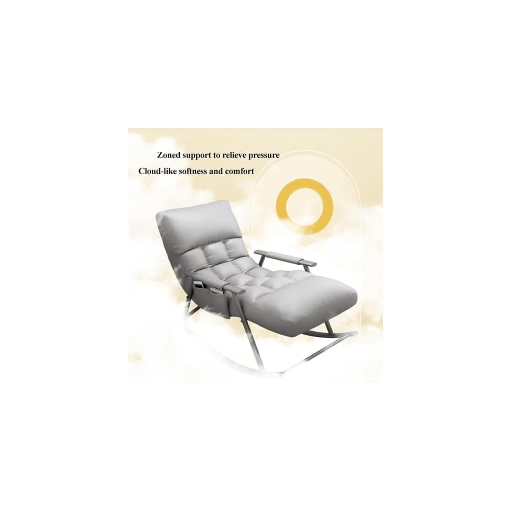 Mid Century Modern Rocking Chair - Upholstered Recliner with Padded Seat for Living Room, Bedroom, Lounge, Home - Stylish Blue Swinging Chair for Comfort and Relaxation