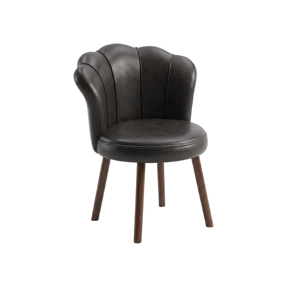 Accent Chair with Swivel, Faux Leather Upholstery, High-Density Foam, Solid Rubberwood Legs – Vanity, Desk, or Living Room Chair ([Rotating solid wood legs] White - wear-resistant oil wax skin)