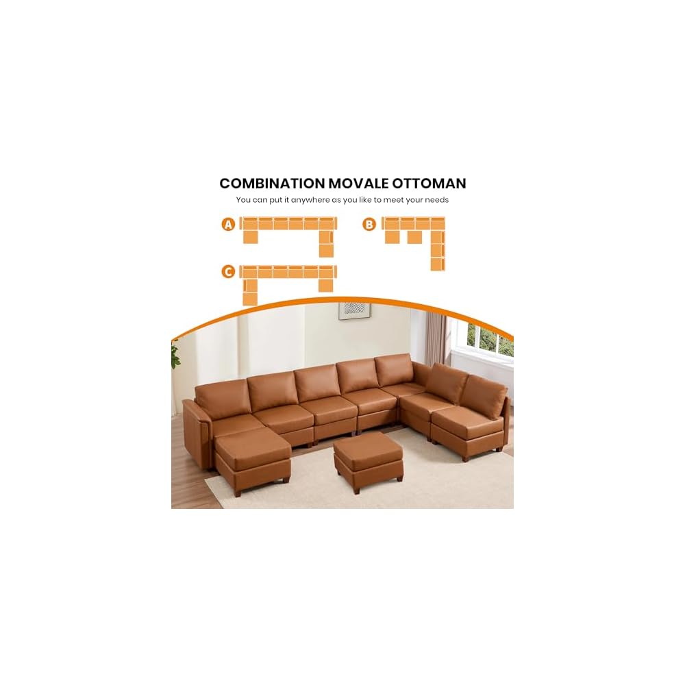 Modern Sectional Sofa,Faux Leather Modular Sectional Couchs with Storage