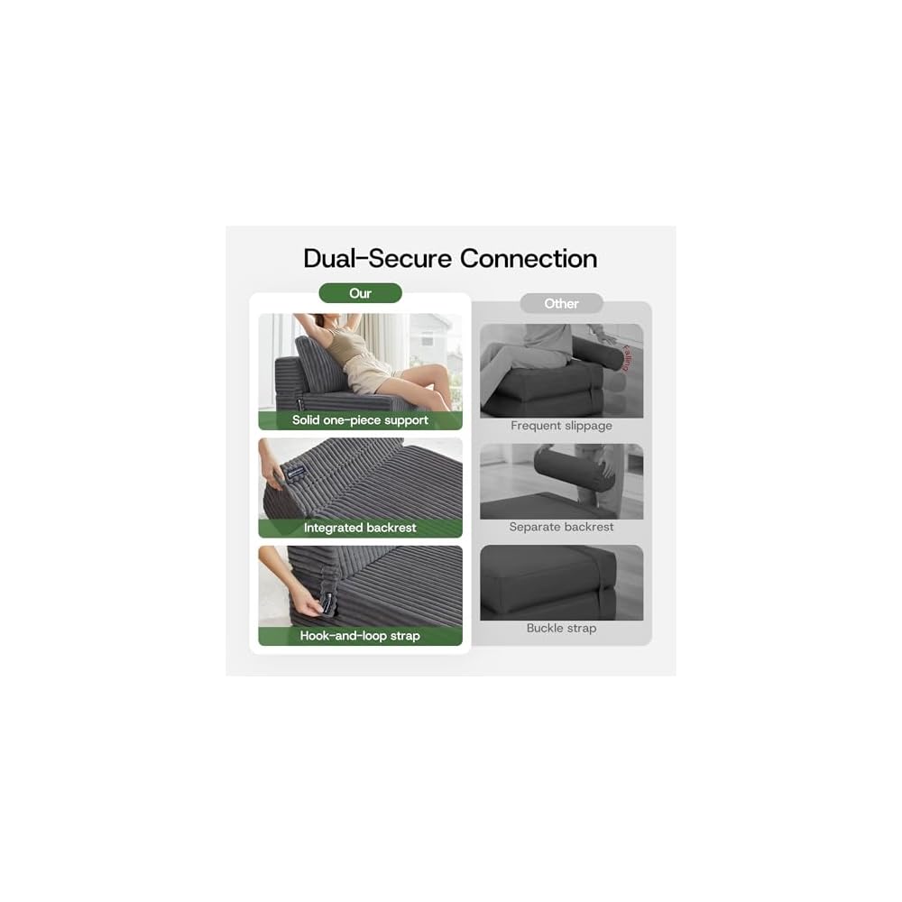 Folding Sofa Bed Convertible 4 in 1 Sleeper Chair Gray Twin