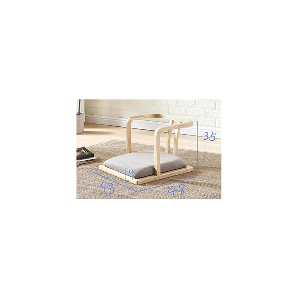 Wood Tatami Legless Floor Chair Sofa Game Seating with Back Support for Living Room Balcony