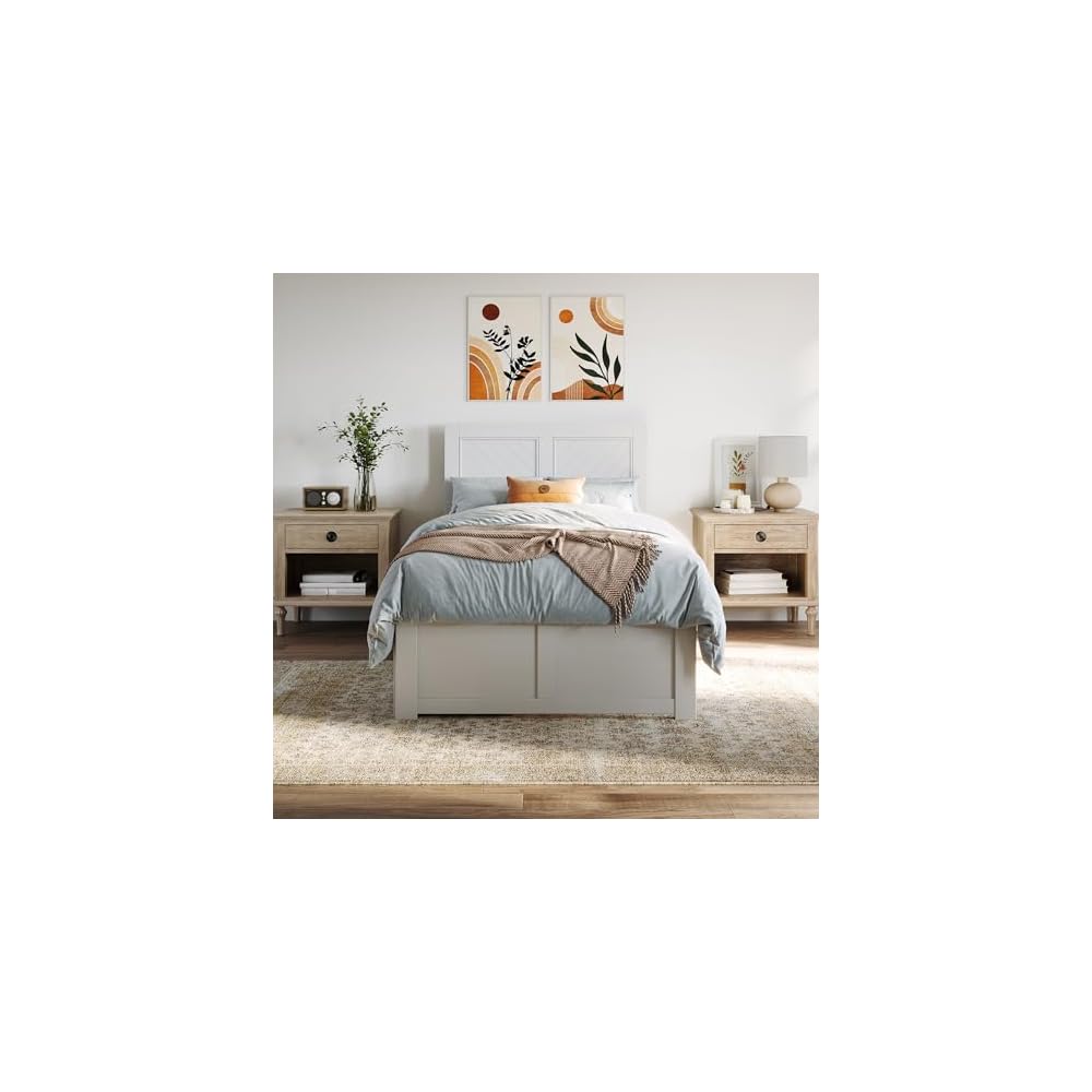 AFI, Canyon Twin XL Platform Bed with Footboard & Trundle, White