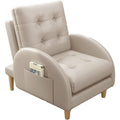 Accent Chair Living Room Chair Recliner Chair Contemporary Lounge Sofa Chair Extra-Thick Upholstered Seat with Armrests Side Pocket PU Leather,White (White 1)