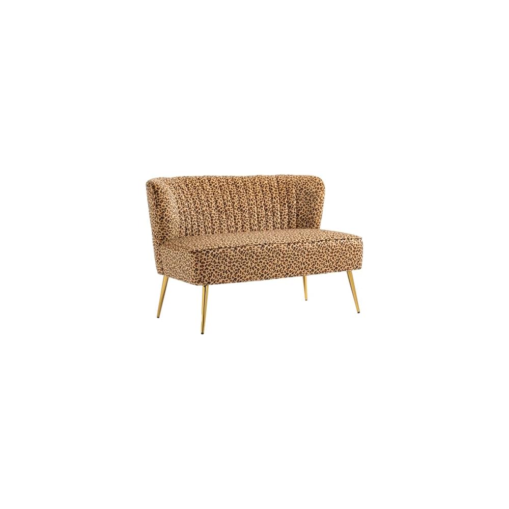 Velvet Couch Modern Loveseat Sofa Twin Size Contemporary Sofas Upholstered with Contemporary Velvet Upholstered Sofa Couch for Living Room and Bedroom (Leopard Print)