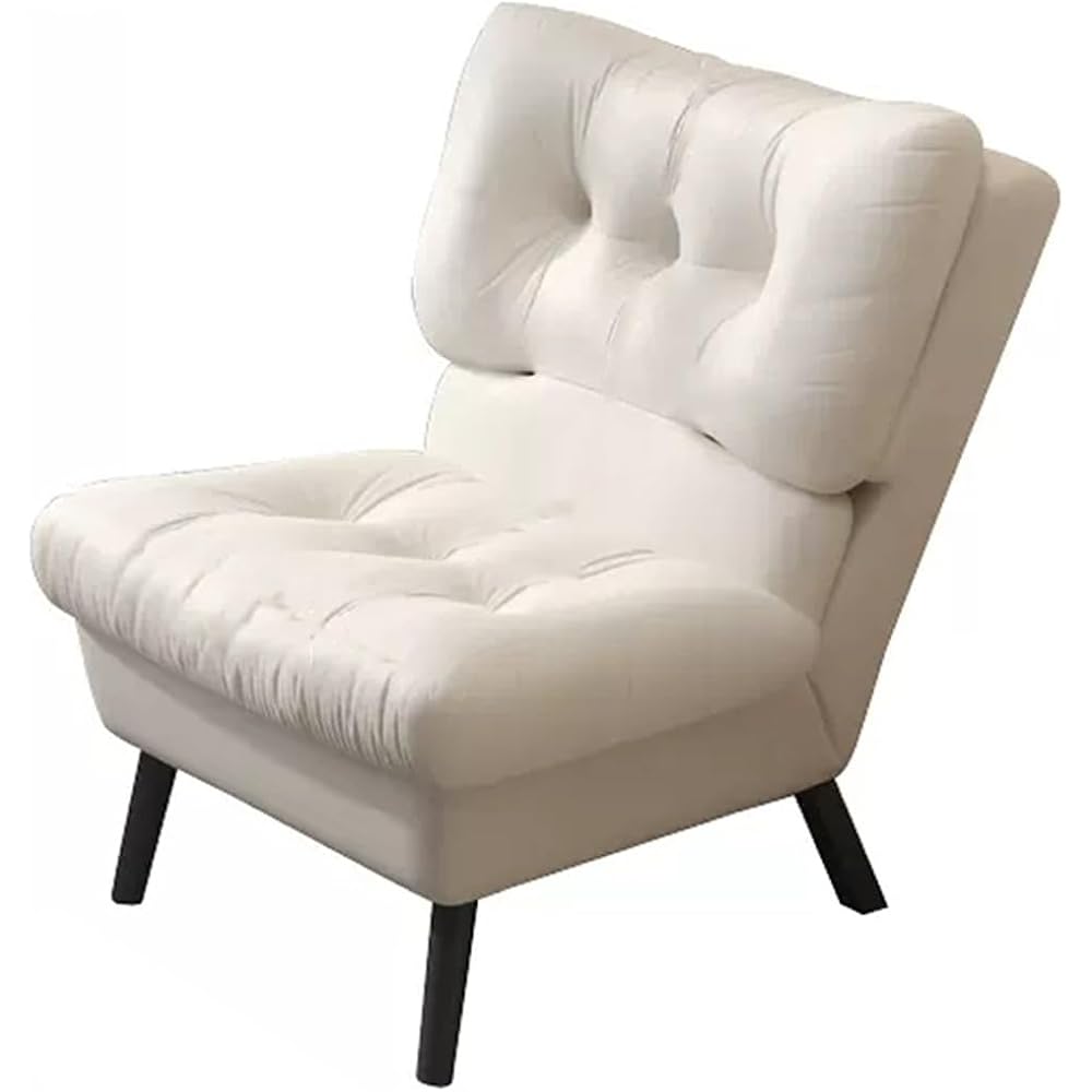 Adjustable Back Recliner,Armless Chair for Living Room,Relaxing Lazy Chair,Double Layer Upholstered,Comfort Leisure Chair Modern Accent Chair (Color : Beige)
