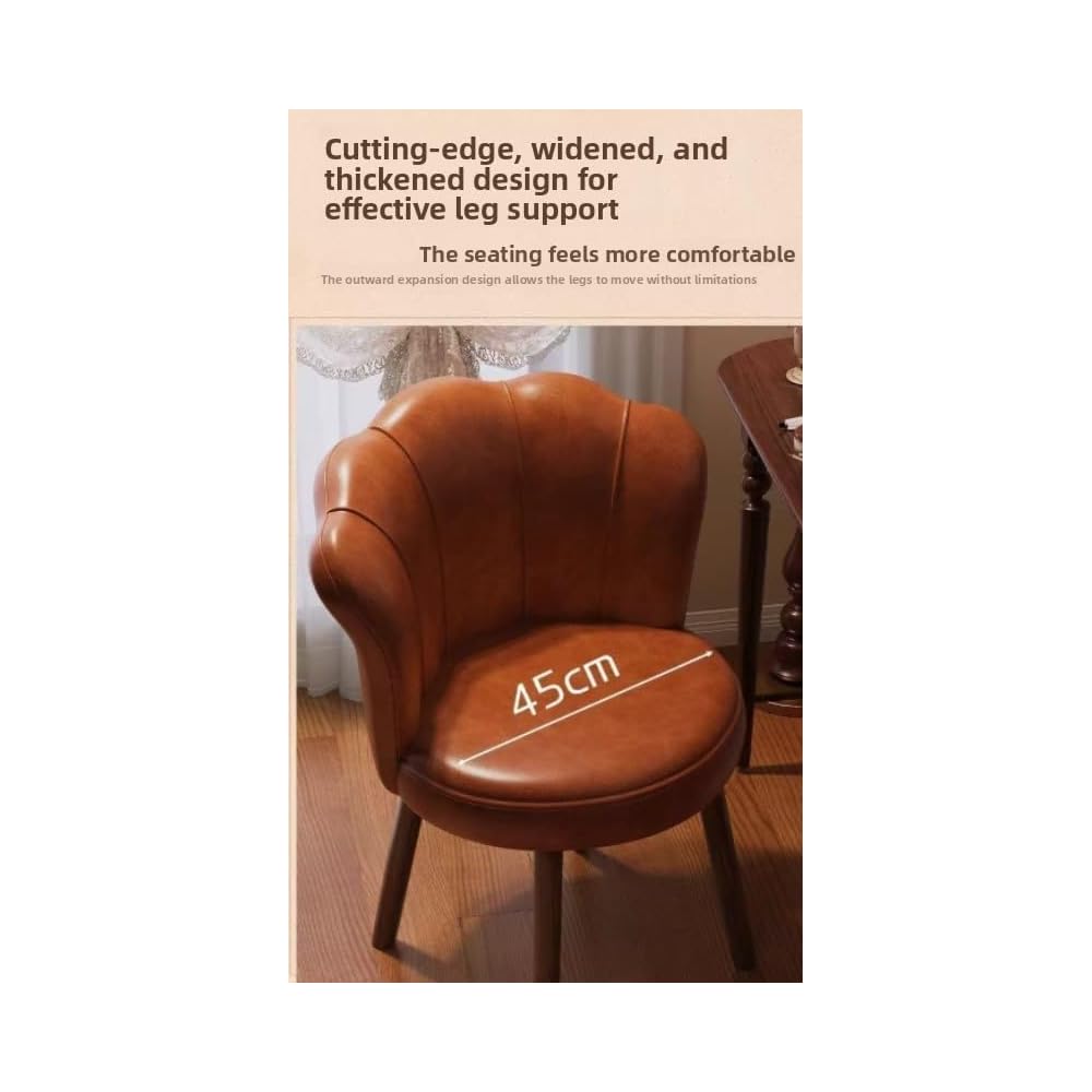 Accent Chair with Swivel, Faux Leather Upholstery, High-Density Foam, Solid Rubberwood Legs – Vanity, Desk, or Living Room Chair ([Rotating solid wood legs] White - wear-resistant oil wax skin)