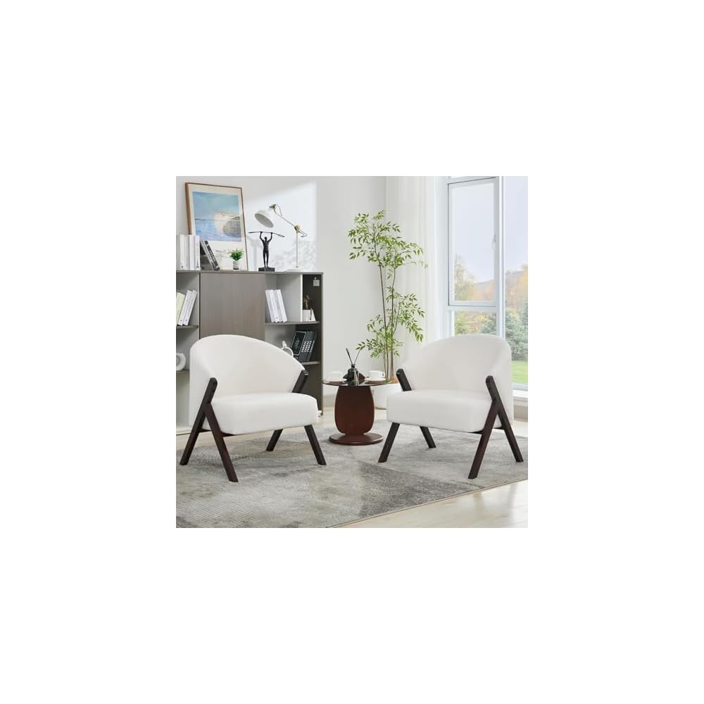 GarveeHome Teddy Fleece Lounge Chair, Living Room Chair with Backrest and Wooden Legs, Padded Reading Chair with 130 kg Load Capacity, for Living Room, 71 x 66 x 78 cm, Pack of 1