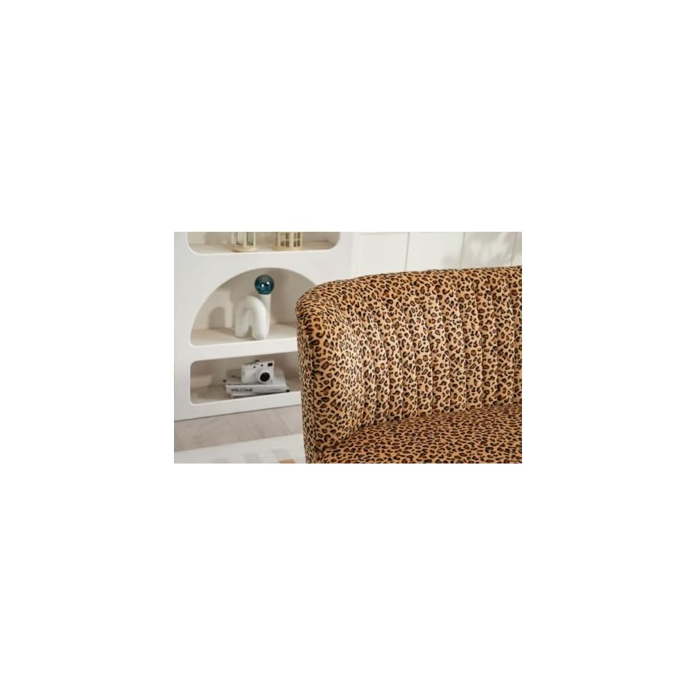 Velvet Couch Modern Loveseat Sofa Twin Size Contemporary Sofas Upholstered with Contemporary Velvet Upholstered Sofa Couch for Living Room and Bedroom (Leopard Print)