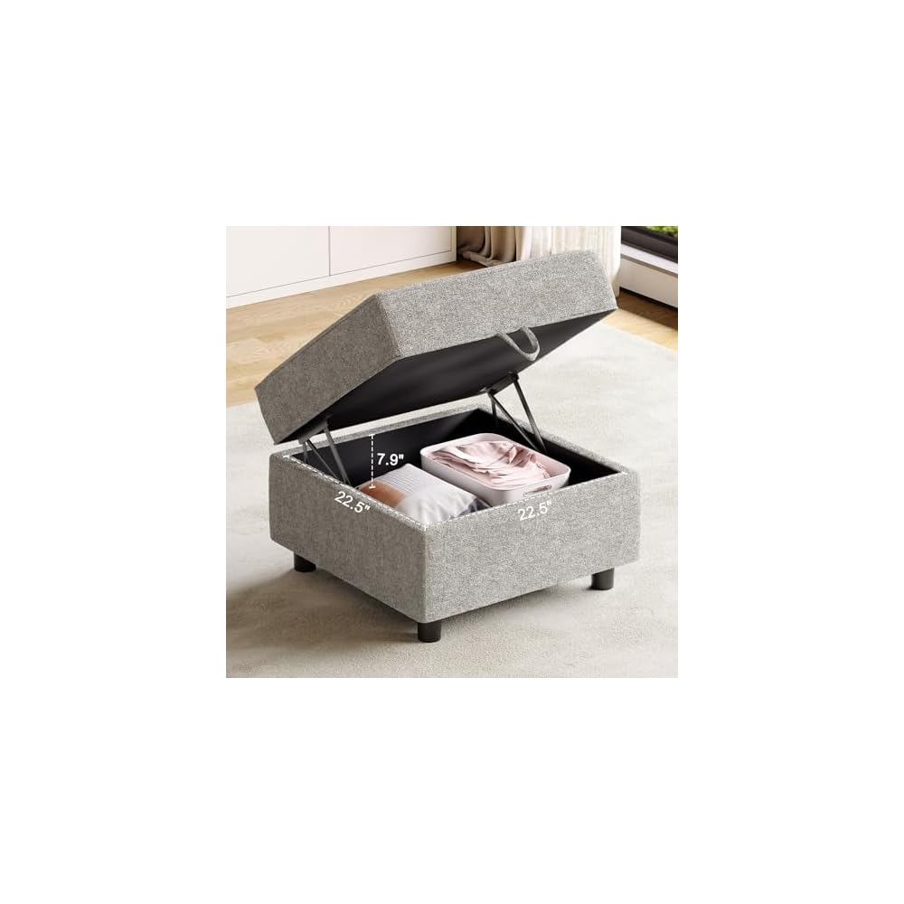 Ottoman Module for Modular Sectional Sofa, Storage Ottoman Footrest and Seat Cube for Living Room,Grey