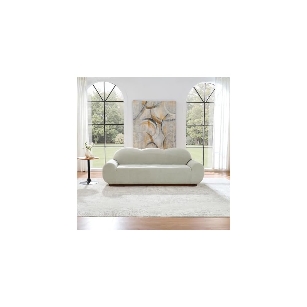 Christopher Knight Home Zera 88" Comfy Boucle Upholstered Cloud Couch, 3-Seater Sofa Couches, Low Profile Home Sofa Living Room with Round Arm, Sturdy Wooden Frame Lounge Chair Indoor, Light Green